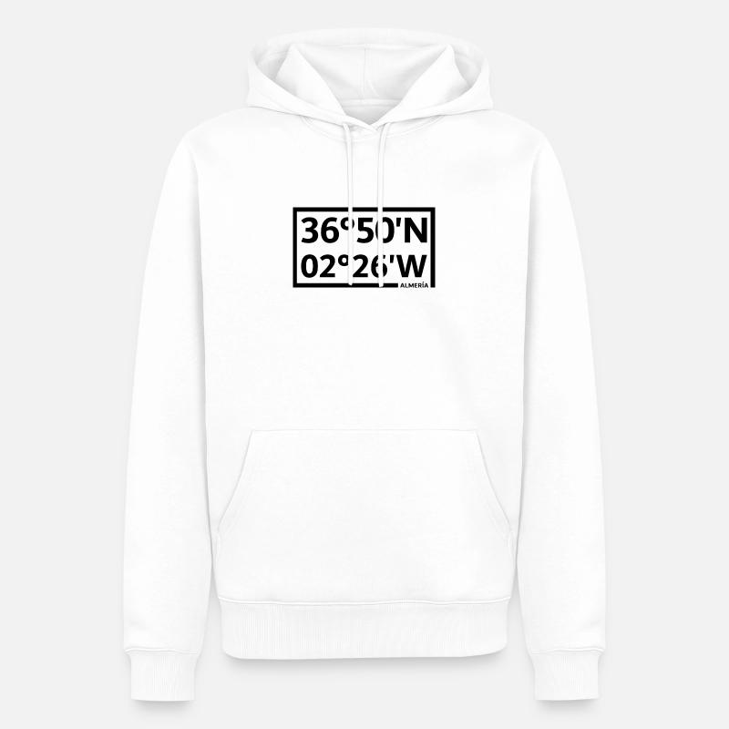 Coordonnées d’Almería - Sweat à capuche Premium bio Homme - blanc