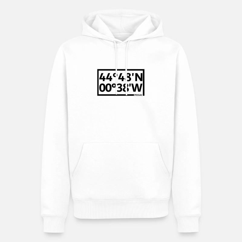 Coordonnées de Pessac - Sweat à capuche Premium bio Homme - blanc
