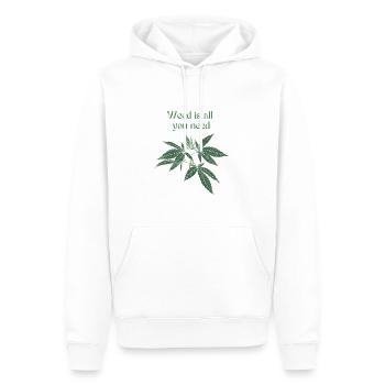 Weed is all you need - Männer Premium Bio Hoodie - Weiß - Vorne - Nico (187cm)