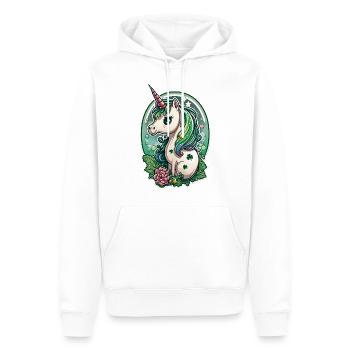Licorne multicolore fleurs trèfle chance fête - Sweat à capuche Premium bio Homme - blanc - Devant - Nico (187cm)