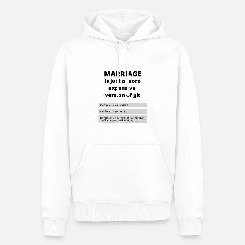Die Ehe ist wie git - Männer Premium Bio Hoodie - Weiß
