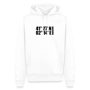 Badalona Koordinaten - Männer Premium Bio Hoodie - Weiß - Vorne - Nico (187cm)