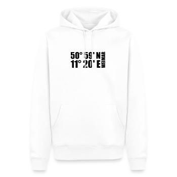 Weimar Koordinaten - Männer Premium Bio Hoodie - Weiß - Vorne - Nico (187cm)