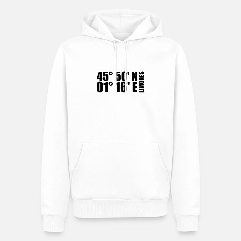 Coordonnées de Limoges - Sweat à capuche Premium bio Homme - blanc