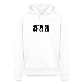 Reims Koordinaten - Männer Premium Bio Hoodie - Weiß - Vorne - Nico (187cm)