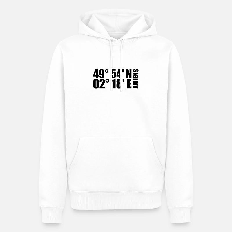 Coordonnées d’Amiens - Sweat à capuche Premium bio Homme - blanc