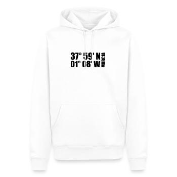 Murcia Koordinaten - Männer Premium Bio Hoodie - Weiß - Vorne - Nico (187cm)