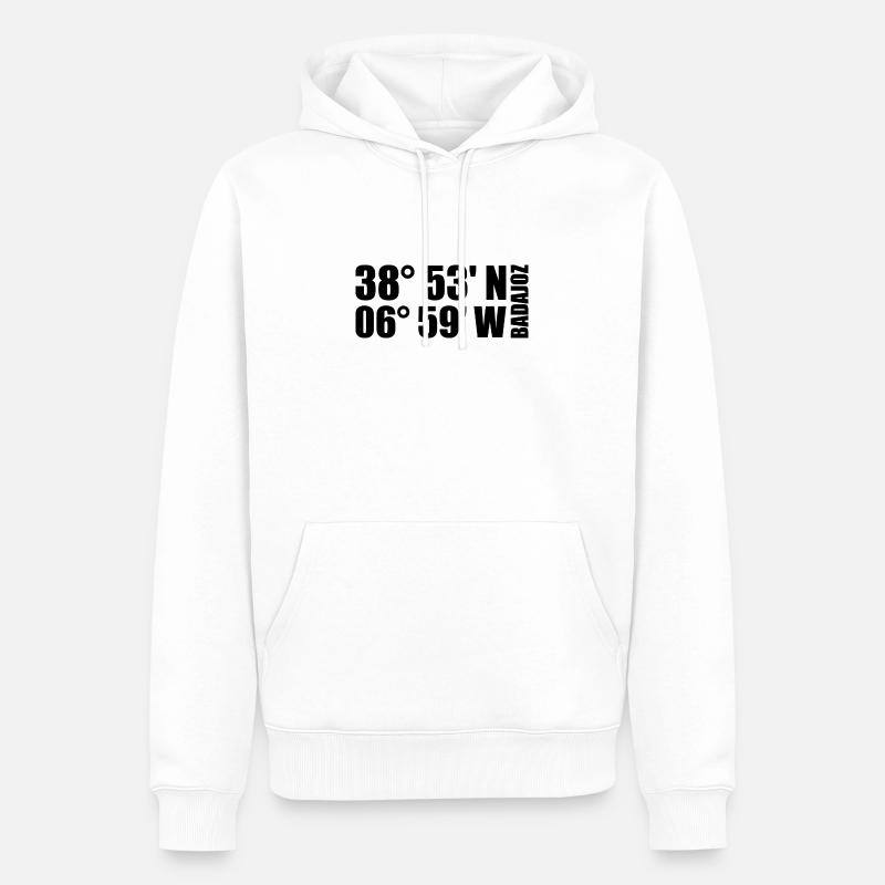 Badajoz Coordinates - Men’s Premium Organic Hoodie - white