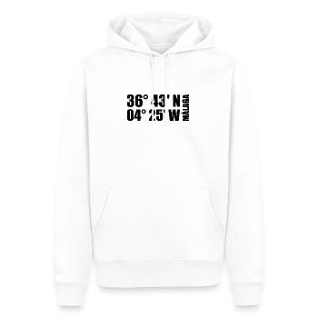 Málaga Koordinaten - Männer Premium Bio Hoodie - Weiß - Vorne - Nico (187cm)