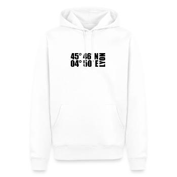 Lyon Koordinaten - Männer Premium Bio Hoodie - Weiß - Vorne - Nico (187cm)