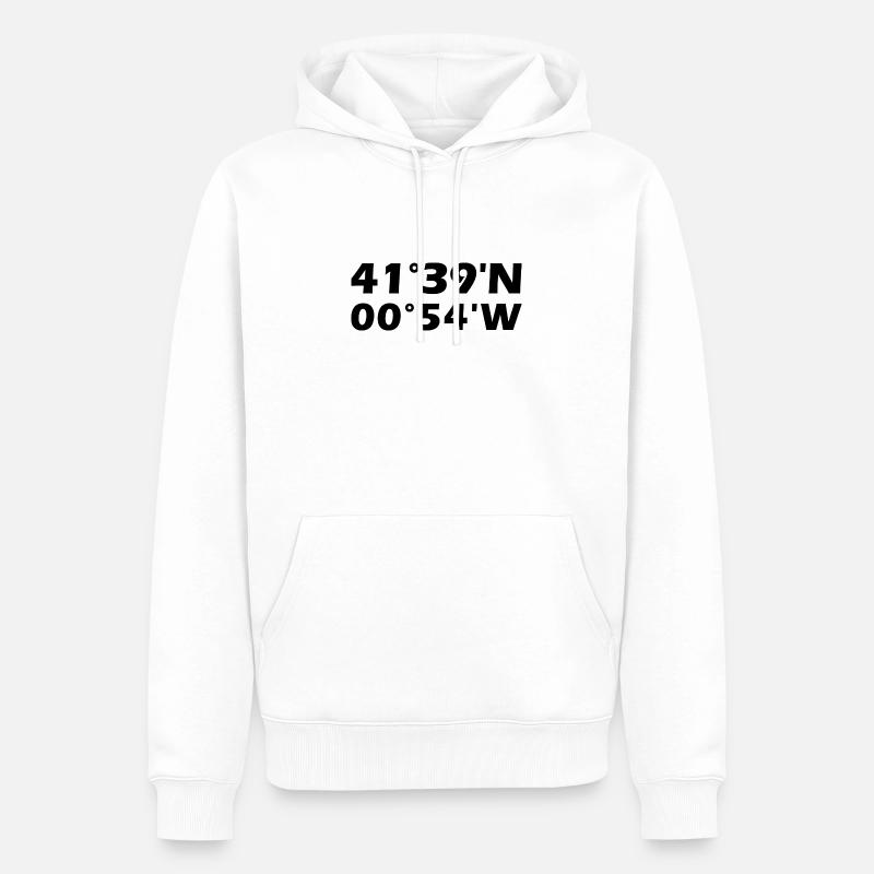 Coordonnées de Saragosse - Sweat à capuche Premium bio Homme - blanc