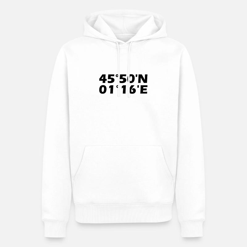 Coordonnées de Limoges - Sweat à capuche Premium bio Homme - blanc