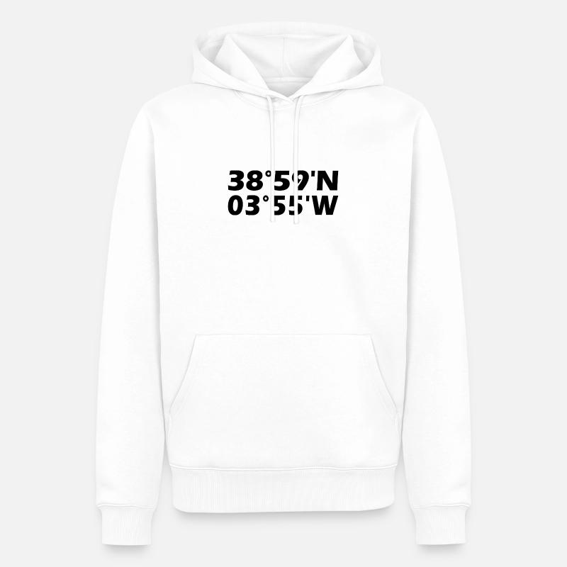 Coordonnées de Ciudad Real - Sweat à capuche Premium bio Homme - blanc