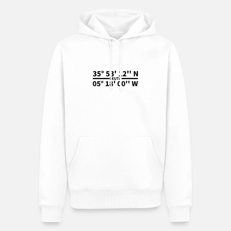 Coordonnées de Ceuta - Sweat à capuche Premium bio Homme - blanc