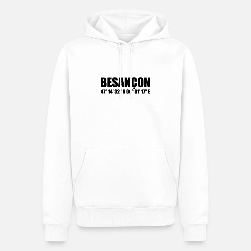 Coordonnées de Besançon - Sweat à capuche Premium bio Homme - blanc