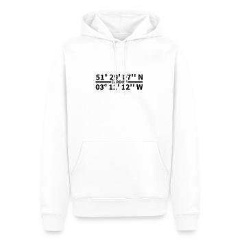 Cardiff Koordinaten - Männer Premium Bio Hoodie - Weiß - Vorne - Nico (187cm)