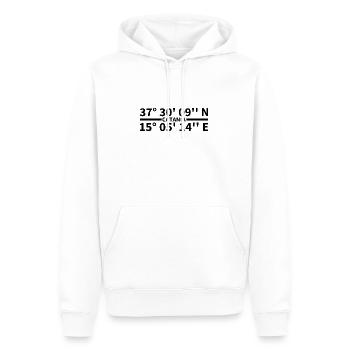 Catania Koordinaten - Männer Premium Bio Hoodie - Weiß - Vorne - Nico (187cm)