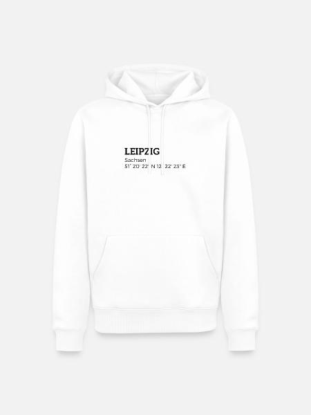 Leipzig Sachsen Koordinaten - Männer Premium Bio Hoodie - Weiß