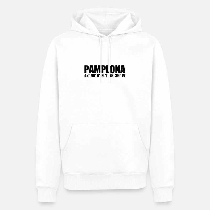 Coordonnées de Pampelune - Sweat à capuche Premium bio Homme - blanc