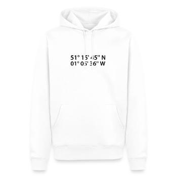 Basingstoke Koordinaten - Männer Premium Bio Hoodie - Weiß - Vorne - Nico (187cm)