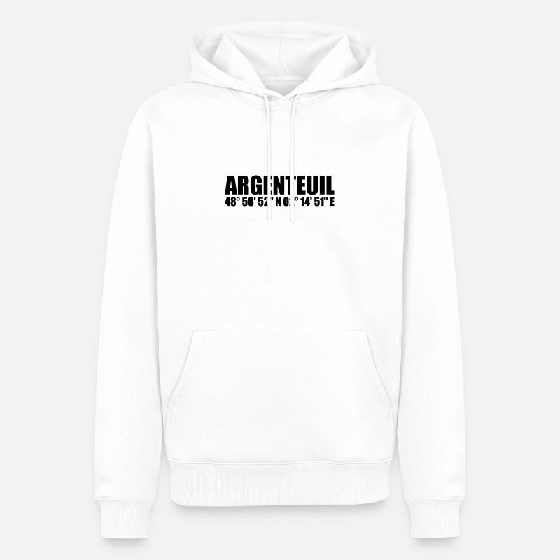 Coordonnées d’Argenteuil - Sweat à capuche Premium bio Homme - blanc