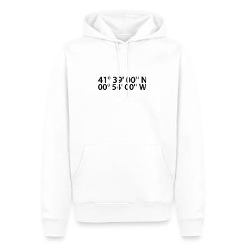 Coordonnées de Saragosse - Sweat à capuche Premium bio Homme - blanc - Devant - Nico (187cm)