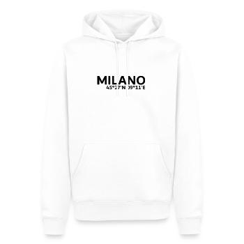 Milano Koordinaten - Männer Premium Bio Hoodie - Weiß - Vorne - Nico (187cm)