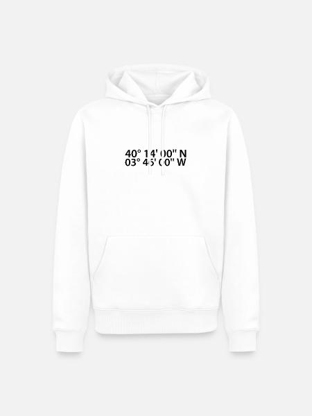Coordonnées parla - Sweat à capuche Premium bio Homme - blanc