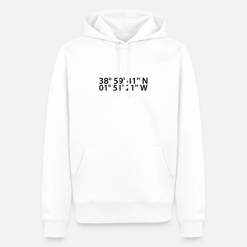 Coordonnées Albacete - Sweat à capuche Premium bio Homme - blanc