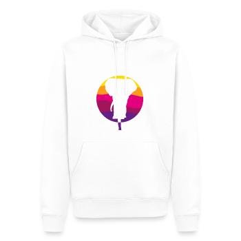 Elefant vor der untergehenden Sonne - Männer Premium Bio Hoodie - Weiß - Vorne - Nico (187cm)