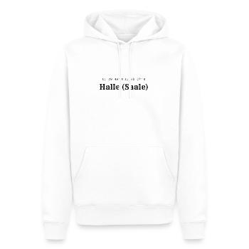 Halle (Saale) Koordinaten - Männer Premium Bio Hoodie - Weiß - Vorne - Nico (187cm)