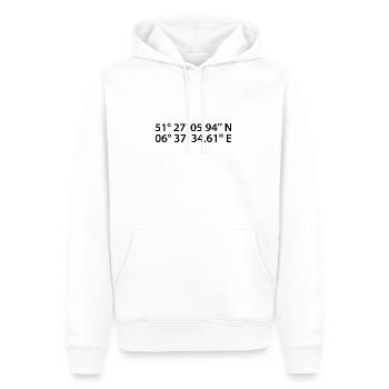 Moers Koordinaten - Männer Premium Bio Hoodie - Weiß - Vorne - Nico (187cm)