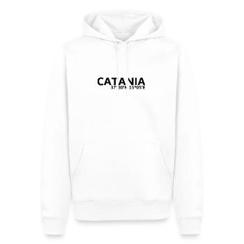 Catania Koordinaten - Männer Premium Bio Hoodie - Weiß - Vorne - Nico (187cm)