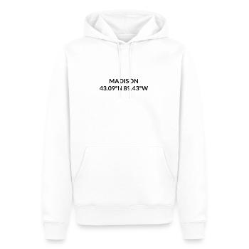 Madison Wisconsin USA Koordinaten - Männer Premium Bio Hoodie - Weiß - Vorne - Nico (187cm)
