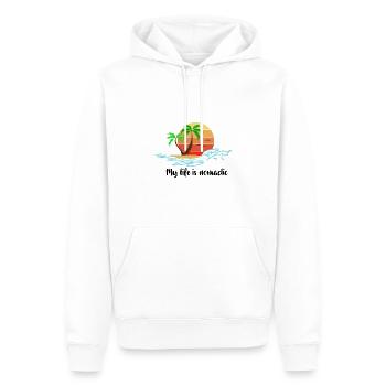 My life is nomadic - Men’s Premium Organic Hoodie - white - Front - Nico (187cm)