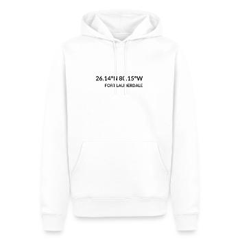 Coordonnées de Fort Lauderdale, Floride, États-Unis - Sweat à capuche Premium bio Homme - blanc - Devant - Nico (187cm)