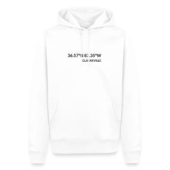 Coordonnées de Clarksville, Tennessee, États-Unis - Sweat à capuche Premium bio Homme - blanc - Devant - Nico (187cm)