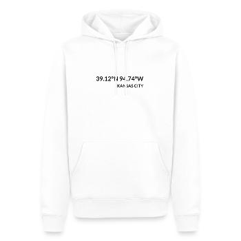 Kansas City Kansas USA Koordinaten - Männer Premium Bio Hoodie - Weiß - Vorne - Nico (187cm)