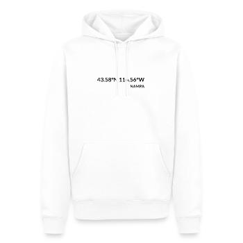 Coordonnées Nampa, Idaho, États-Unis - Sweat à capuche Premium bio Homme - blanc - Devant - Nico (187cm)