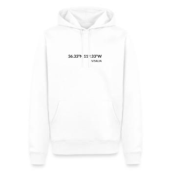 Visalia California USA Koordinaten - Männer Premium Bio Hoodie - Weiß - Vorne - Nico (187cm)
