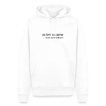 Huntington Beach, Californie, États-Unis Coordonnées - Sweat à capuche Premium bio Homme - blanc - Devant - Nico (187cm)