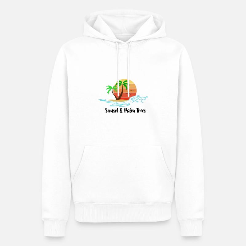 Sunset & Palm Trees - Männer Premium Bio Hoodie - Weiß