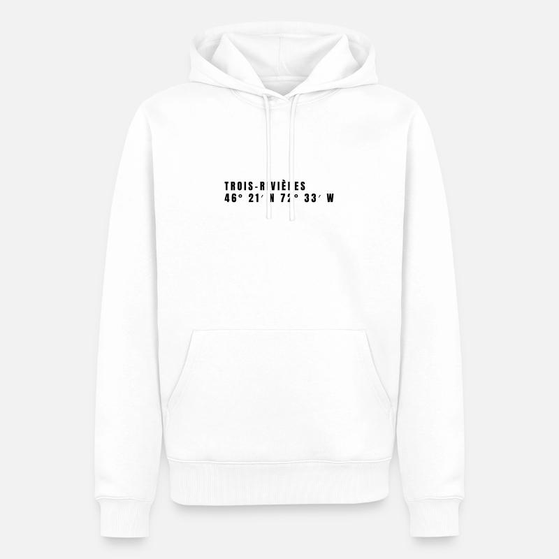Coordonnées de Trois-Rivières, Canada - Sweat à capuche Premium bio Homme - blanc