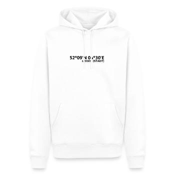 Leiden (City) Coordinates - Men’s Premium Organic Hoodie - white - Front - Nico (187cm)