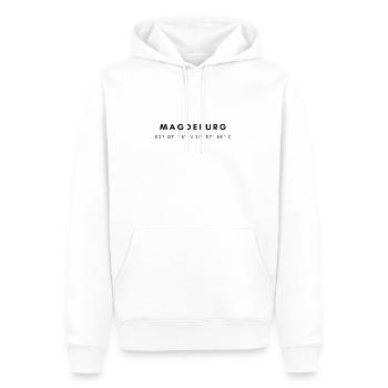Magdeburg Koordinaten - Männer Premium Bio Hoodie - Weiß - Vorne - Nico (187cm)