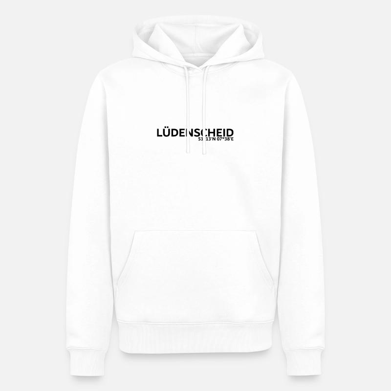 Coordonnées de Lüdenscheid - Sweat à capuche Premium bio Homme - blanc