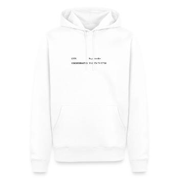 Coordonnées Fayetteville, Caroline du Nord, États-Unis - Sweat à capuche Premium bio Homme - blanc - Devant - Nico (187cm)