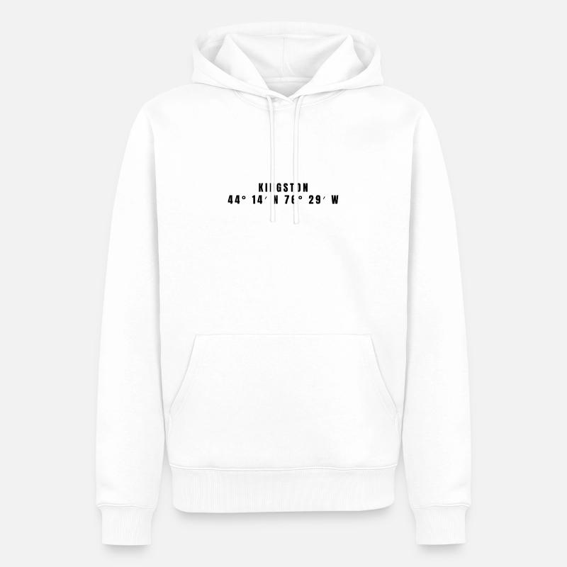Coordonnées Kingston, Canada - Sweat à capuche Premium bio Homme - blanc