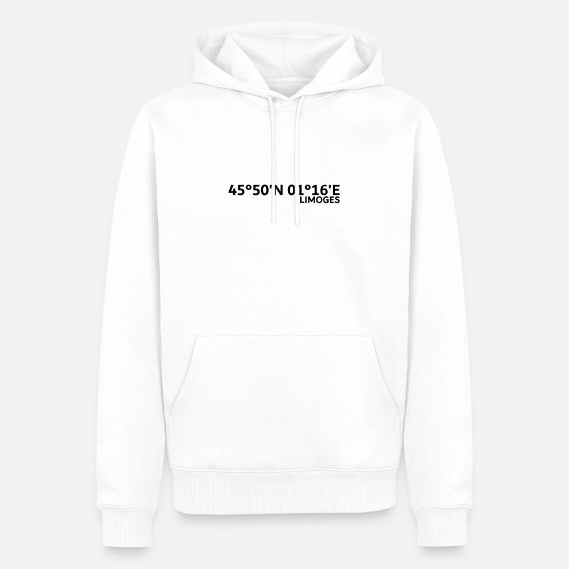 Coordonnées de Limoges - Sweat à capuche Premium bio Homme - blanc