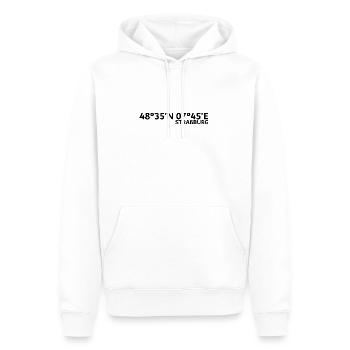 Coordonnées de Strasbourg - Sweat à capuche Premium bio Homme - blanc - Devant - Nico (187cm)